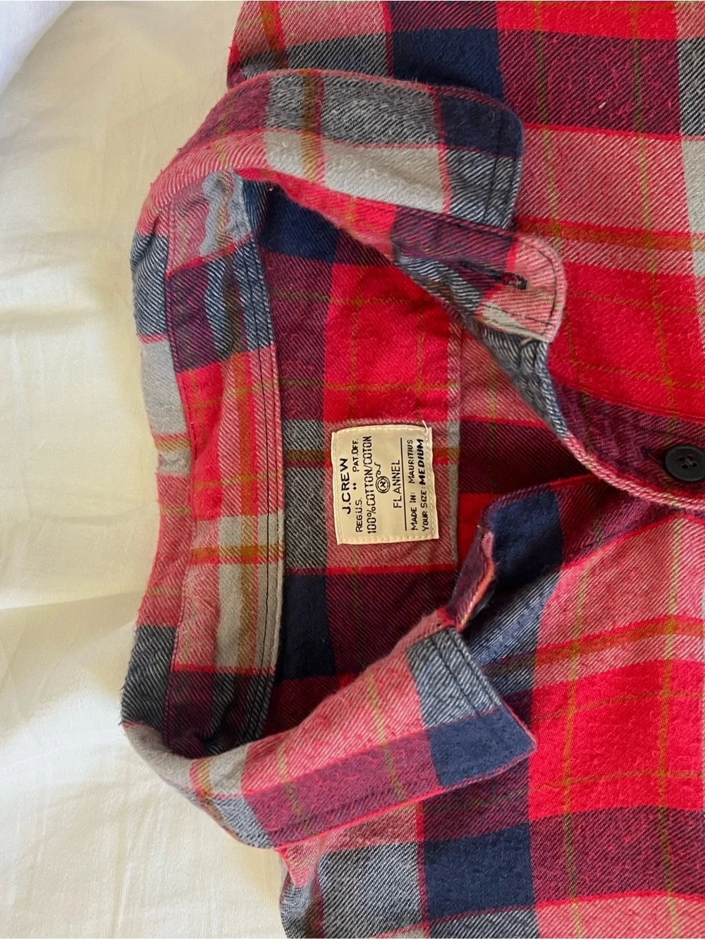 Men’s Plaid Flannel J. Crew Red and Navy Casual